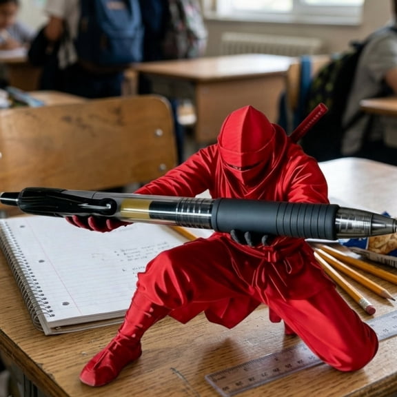 3D Printed Ninja Pen Holder, Cool Ninja Figurine Desk Stand for Pencil, Kneeling Ninja Warrior Pen Holder, Creative Pencil Stand for Home School, Unique Figurine Pen Rack for Collectors
