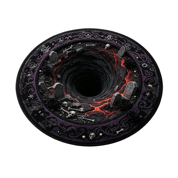 3D Printed Non Slip Stain Resistant Round Halloween Area Rug Decorative Floor Mat For Bedroom Sofa Indoor Spooky Home Decor