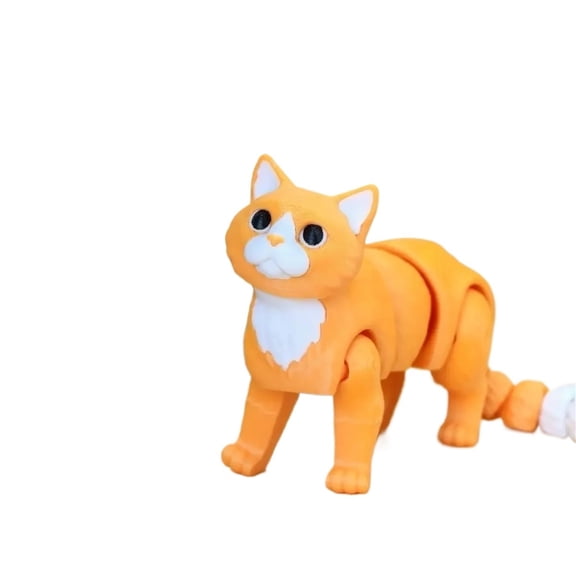 3D Printed Orange Cat - Multi-Joint Movable Figure | Home Decor & Playful Gift & Cat Lovers