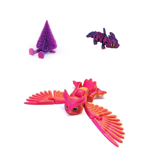 3D Printed Owl Christmas Tree And Dragon Figurine For Home Decor And Desk Decoration