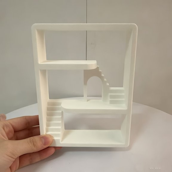 3D Printed PLA Mini Architectural Display Shelf Ornament, Modern Minimalist Multi-Tier Decor Stand, White Customizable Desktop Photo Prop Gift for Home Decor