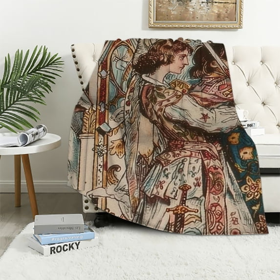 3D Printed Pattern Flannel Blankets for Beds and Sofas Soft and Warm Throw Blanket for Adults All Season for Living Room Bedroom Famous Painting and with A Sword 71×79 inch