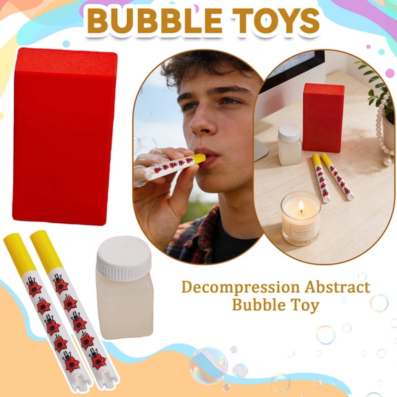 3D Printed Pipe Shape Bubble Blower Kit Plastic Bubble Toys with Refillable Solution Storage Box Portable Stress Relief Bubble Maker for Birthday Parties Playdates Outdoor Parks Family Fun