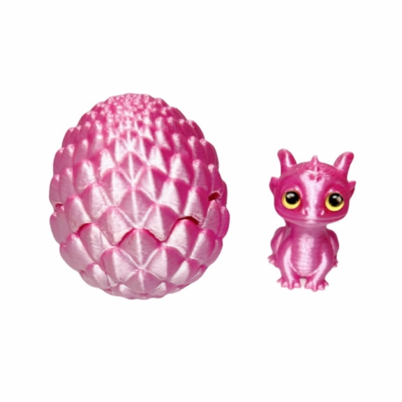 3D Printed Poseable Dragon Figures with Matching Eggs Articulated Fidget Dragon Toy Easter Basket Stuffers for Teens Dinosaur Party Favors Birthday Gifts Crafts Model Pink