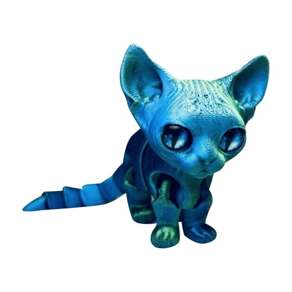 3D Printed Poseable Hairless Cat Figurine - Movable Cat Toy | Desktop Decoration | Stress Relief Fidget for Cat Lovers | Unique Gift Idea