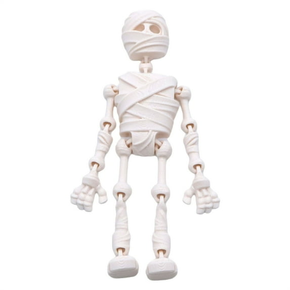 3D Printed Poseable Skeleton Figure with Magnetic Joints, Movable Anatomical Model, Educational Toy, Desk Ornament & Gift for Science & Horror Fans,White