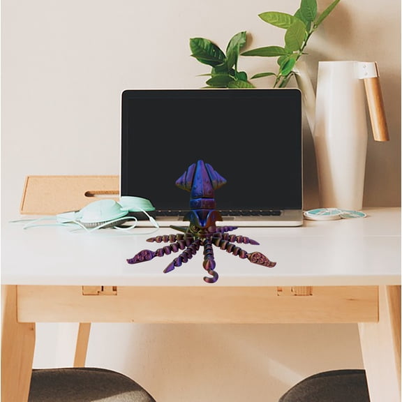3D Printed Poseable Squid Model Flexible Animal Figure Novelty Aquatic Creature Decoration For Desk Home Display
