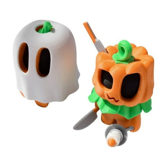 3D Printed Pumpkin Ghost & Pumpkinman Transformation Doll 2-Pack, Cute 3D Decoration With Deformation Function, Ideal Gift For Kids Friends Family Home Office