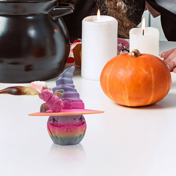 3D Printed Pumpkin Witch Hat Ornament - Halloween Home Decor, Tabletop Shelf Display, Holiday Gift Accessory