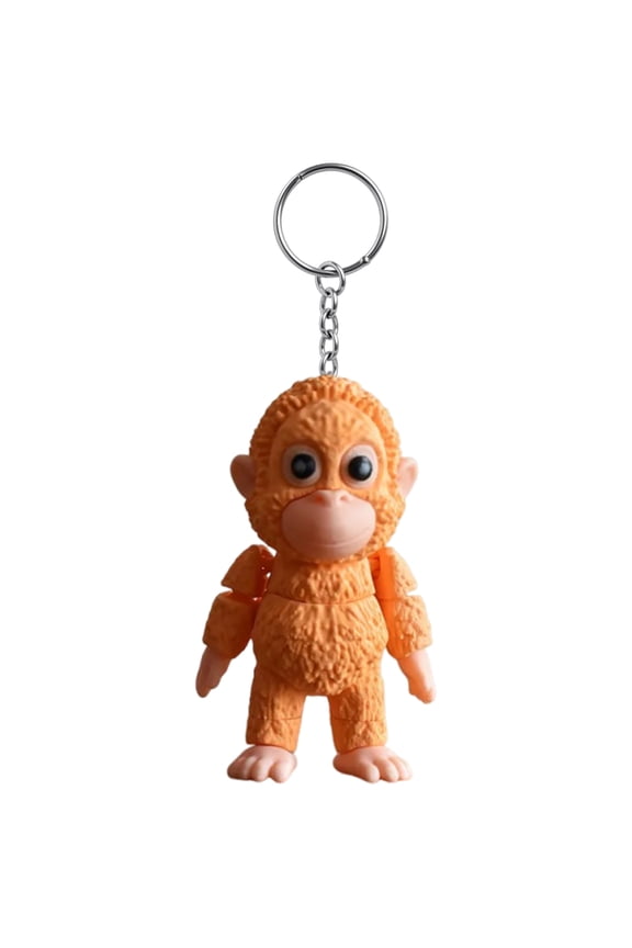 3D Printed Punch Monkey Keychain, Articulated Mini Monkey Key Ring with Movable Arms, Cute Animal Backpack Charm Keychain, Small Novelty Keychain Accessory 5cm