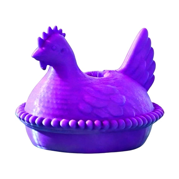3D Printed Purple Hen Cup Topper – 2.13” Cute Chicken Figurine for Drinkware, Birthday & Easter Gifts (Resin)