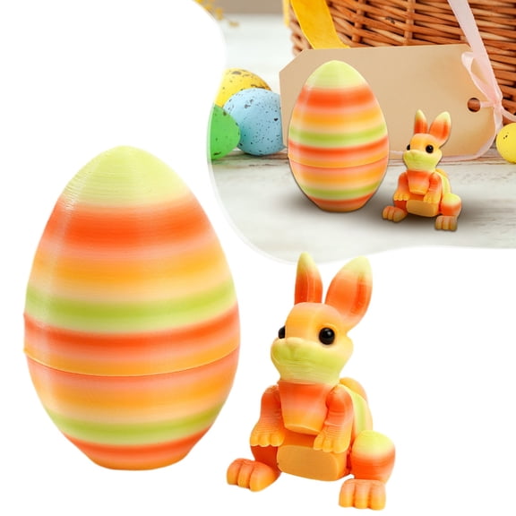 3D Printed Rainbow Easter Bunny Eggs (Set C) Eco-Friendly PLA Rabbit Egg Decor with Movable Joints 4.8in Easter Desk Toy Home Office Gift Basket Stuffers
