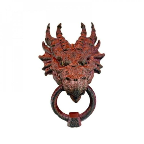 3D Printed Red Horned Dragon Head Door Knocker