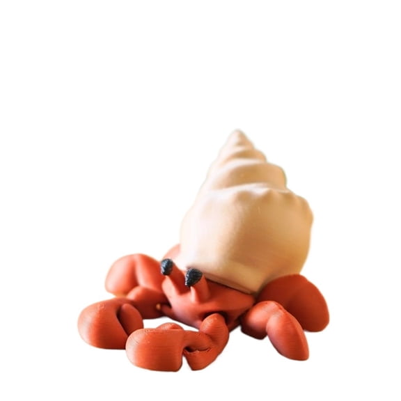 3D Printed Red Shell Hermit Crab Figurine Decorative Art for Home Office Desk
