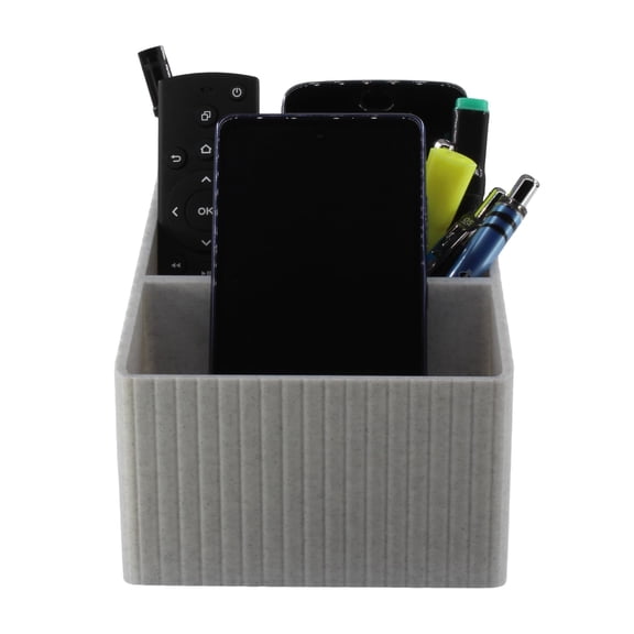 3D Printed Remote Control Holder 3-Compartment TV Remote Caddy & Desk Organizer for Living Room, Office, Bedroom Smooth PLA, Non-Slip Base, No Assembly