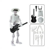 3D Printed Rock Skeleton Man Articulated Doll, 3 Colors with Guitar Accessories for Desktop Decor, Stress Relief, Collection, and Easter Gift,3PCS