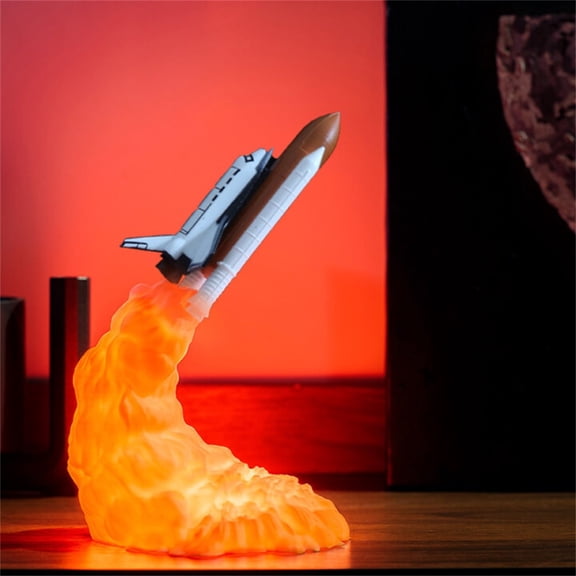 3D Printed Rocket Space Lamp Night Light Rechargeable With Adjustable Brightness Bedroom Decor