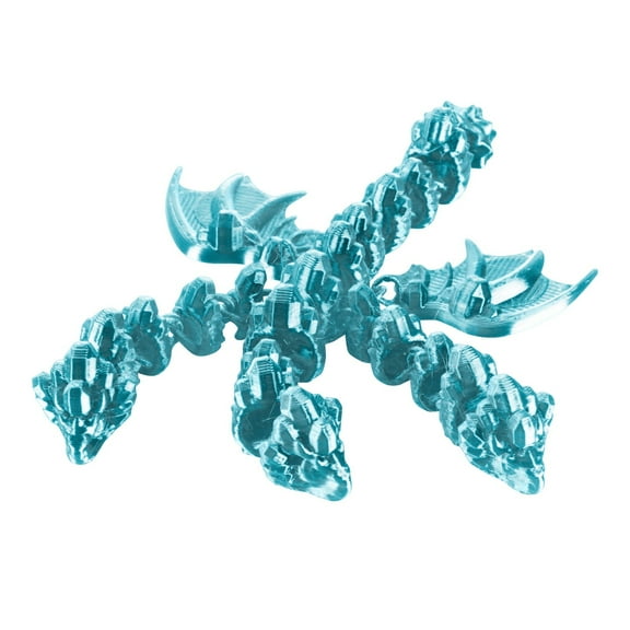 3D Printed Rockyhydra Dragon Articulated Crystal Mythical Creature Figurine 6 Inch Home Office Desktop Decoration Ornament Gradient Turquoise Statue