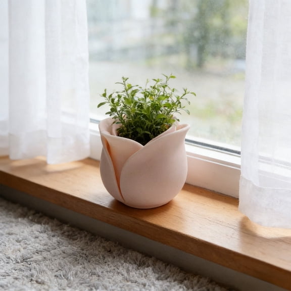 3D Printed Rose Flower Pot for Succulents Small Plants Compact Plants Container for Indoor Tabletop Shelf Window Sill Decor Lightweight Sturdy Mini Plants Er for Herbs Desk Office Home