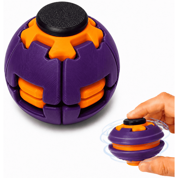 Press to Spin Fidget Spinner, Spin Stress Ball Sensory Fidget Toy, Mechanical Rotating Anxiety Relief Desk Gadget with Halloween Exclusive Colors