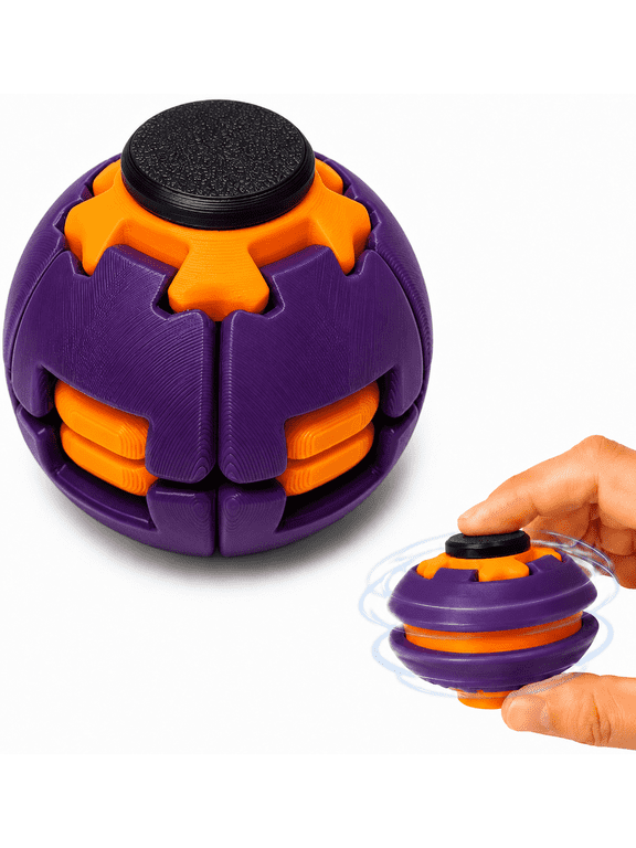 Press to Spin Fidget Spinner, Spin Stress Ball Sensory Fidget Toy, Mechanical Rotating Anxiety Relief Desk Gadget with Halloween Exclusive Colors