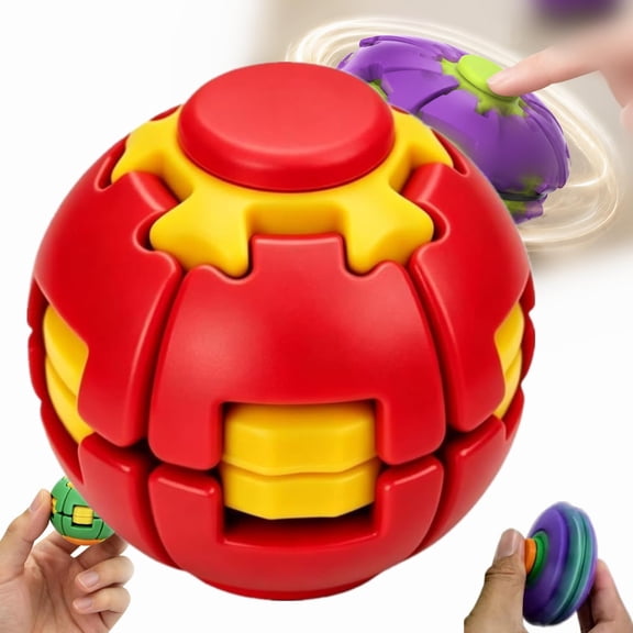 3D Printed Rotating Stress Ball, Press to Spin Squishy Fidget Ball, Decompression Stress Relief for Focus