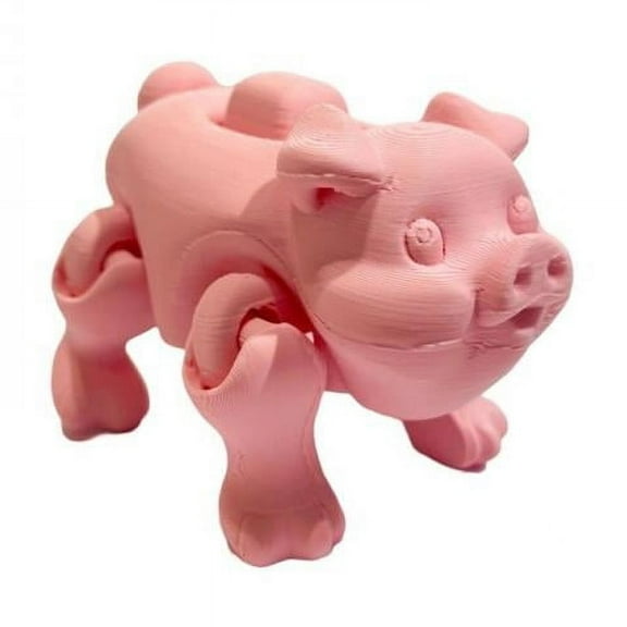 3D Printed Running Pink Pig Figurine