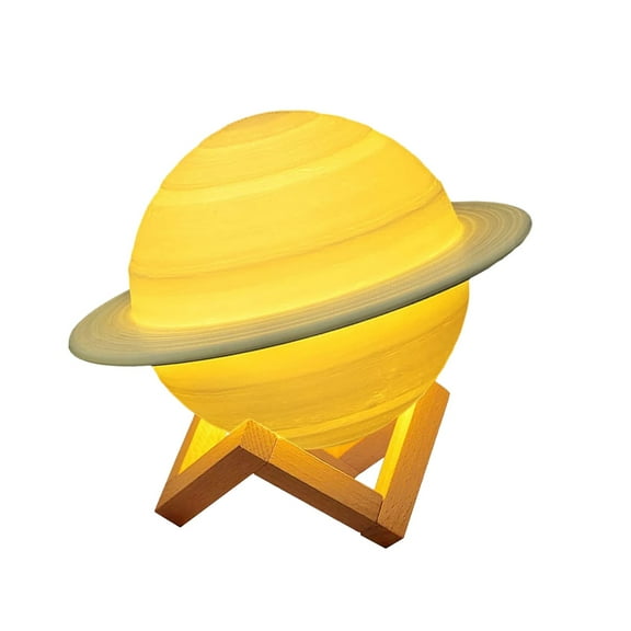 3D Printed Saturn Lamp Night Light With Remote Control 16 Color Changing Led Mood Light With Wooden Stand Usb Rechargeable Decor For Bedroom Nursery Desk 13Cm 5.12 Inch 192G (0.423 Lbs)