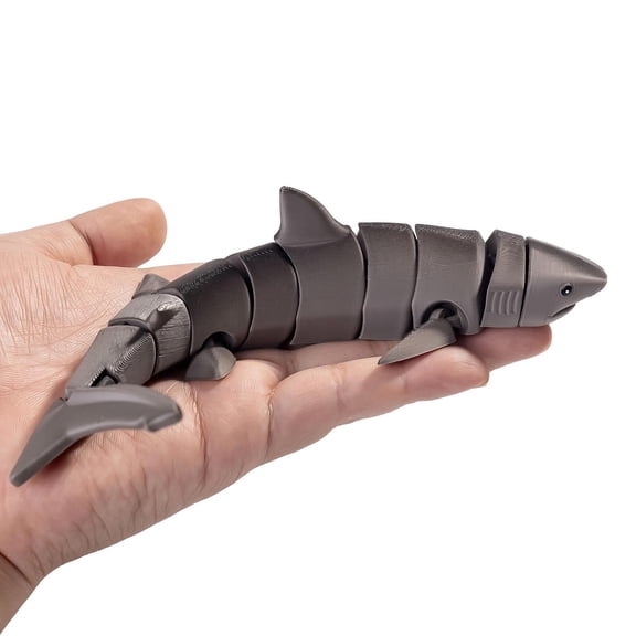 3D Printed Shark Cool Great Gray Shark Animal Figure for Desk Decor Fidget & Decompression Cute Gray Shark Model Home Office Decor Stocking Stuffers Bulk Birthday Party