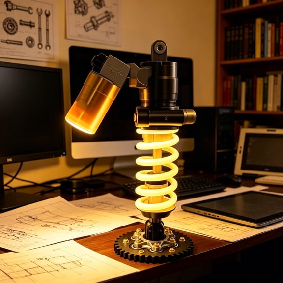 3D Printed Shock Absorber LED Table Lamp, Cool Industrial Style LED Night Light with 3 Adjustable Lighting Mode, Home Gaming Room, Garage Decorative Ambient Light, Gift for Mechanics