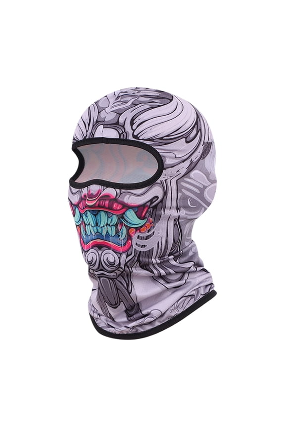 3D Printed Skull Full Face Motorcycle Mask, Breathable Windproof Sunscreen Hood for Cycling and Outdoor Sports, Multicolor, One Size