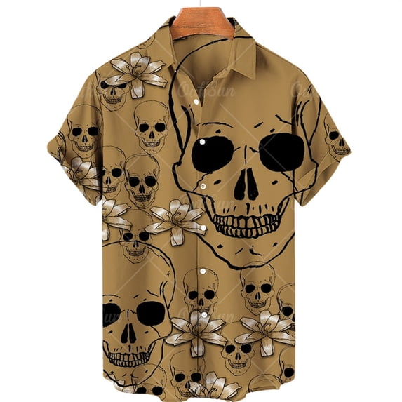 3D Printed Skull Hawaiian Floral Casual Shirts For Men Halloween Summer Short Sleeved Oversize Social 5XL Gift Imported Clothing