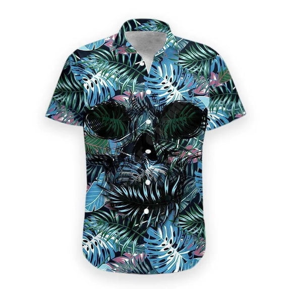 3D Printed Skull Hawaiian Floral Casual Shirts For Men Halloween Summer Short Sleeved Oversize Social 5XL Gift Imported Clothing