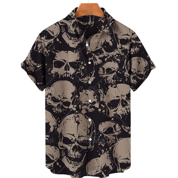 3D Printed Skull Hawaiian Floral Casual Shirts For Men Halloween Summer Short Sleeved Oversize Social 5XL Gift Imported Clothing