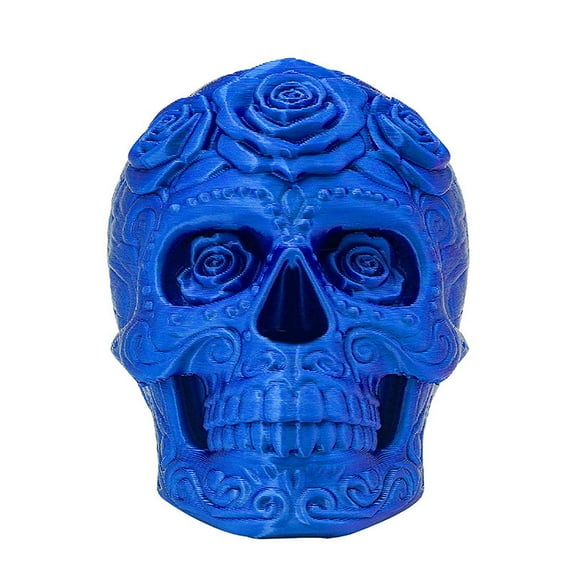 3D Printed Skull Rose Decor Halloween Tabletop Ornament Gothic Skeleton Figure Floral Pattern Display Prop for Home