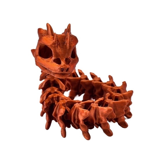 3D Printed Skull Snake Dragon 1 Piece 30CM Figurine Retro Cinnabar Movable Joint Figure