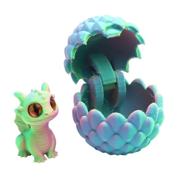 3D Printed Small Dragon Egg Set, Figurine Model for Desk Display and Hobby Collection for Fantasy Theme Decor for Home Turquoise