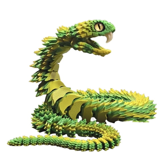 3D Printed Snake, 23.6in 3D Printed Fidget Animals, Articulated With Openable Mouth Retractable Teeth , Like Movable Snake Realistic Slithering