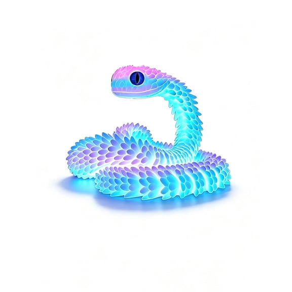 3D Printed Snake, 3D Printed Animals Articulated Motion, 60 Cm Glow In Dark Rainbow Snake For Relax, Office Desk Decoration, Birthday