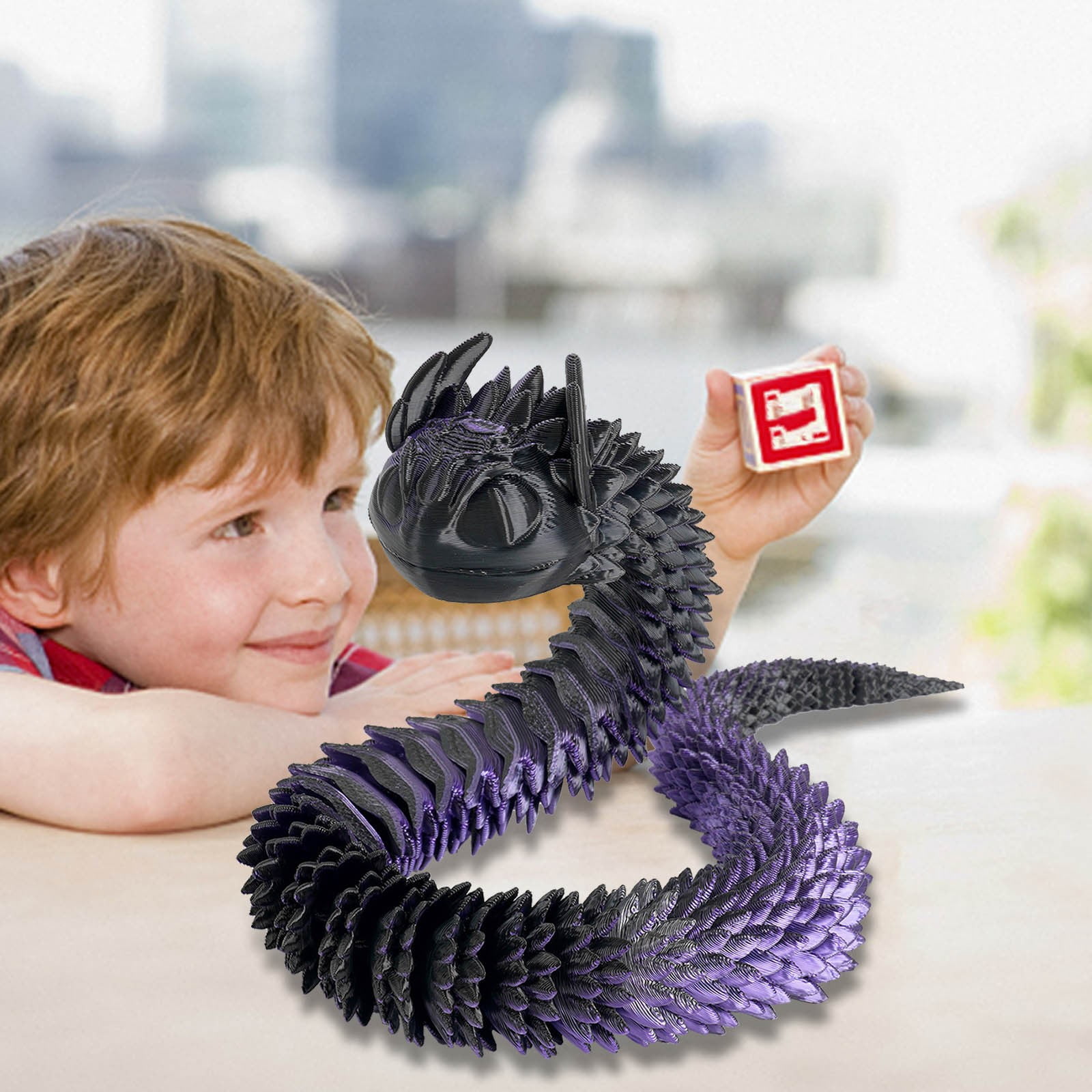 HEROOY 3D Printed Snake, Multi Joint Movable Model Flexible Snake Fidget Toys Articulated Snake Home Office Decor Executive Desk Toys 65cm