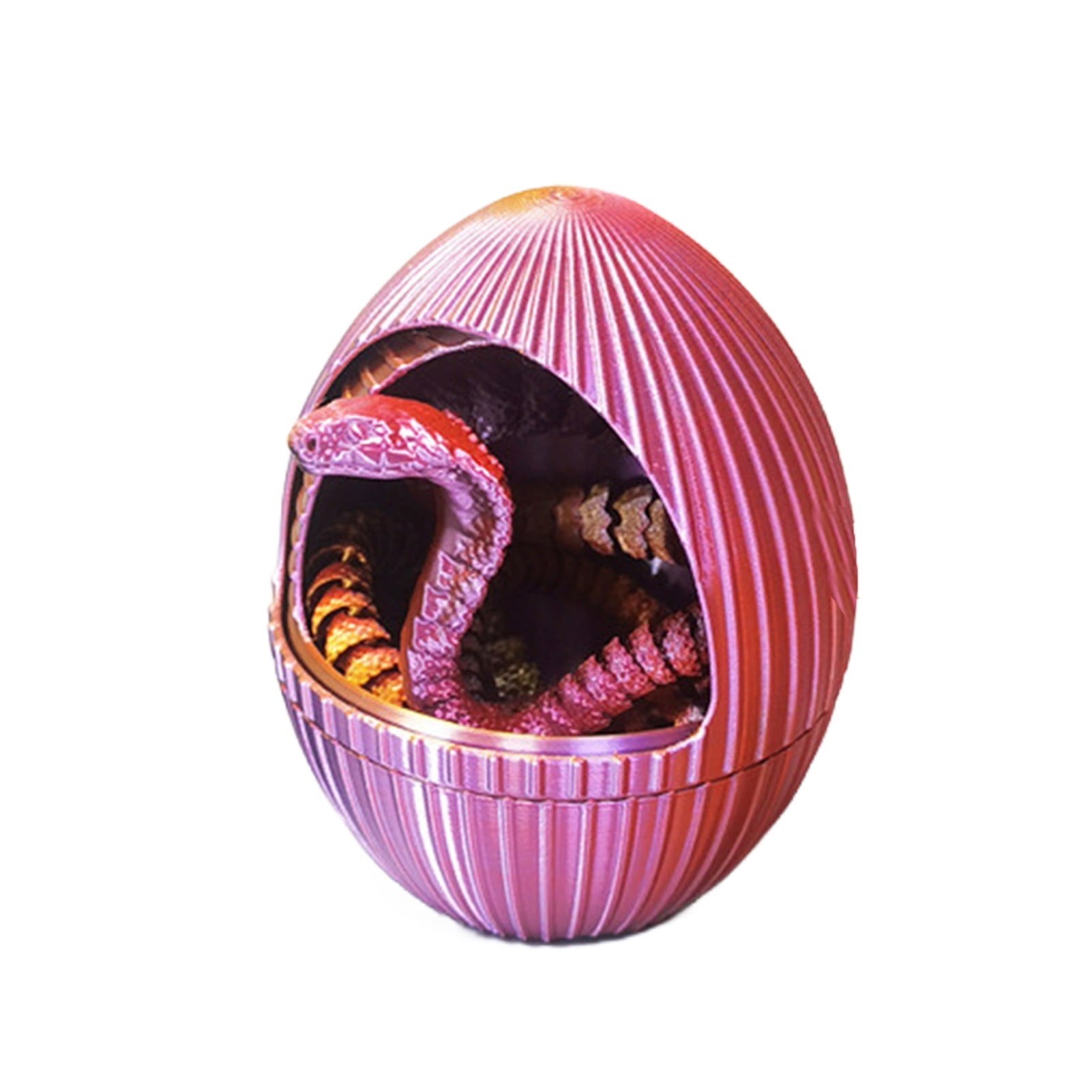 3D Printed Snake With Egg 11.8'' Realistic Snake 3D Printed Animals Snake Pet Movable Joint Exquisite Cute Pet Toy Adults Fidget Toys Home Office Decor (Bright Gold