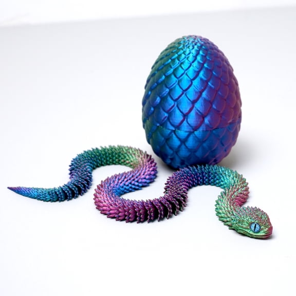 3D Printed Snake Egg,Flexible Joint Animal lacertid Figurines,Realistic Eyes, Home Office Decor,Fidget Toy for Adults Teens Boy Festival Gifts