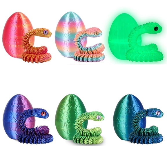 3D Printed Snake & Egg  Set (6/8/12pcs) Flexible Joints, Stress Fidget, Desktop Decor, Easter Gift, Fun Animal Model