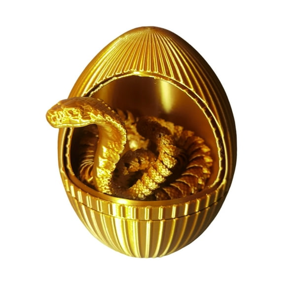 3D Printed Snake Eggs with 3D Printed Snake Inside,Cute Rotary Gear Eggs with 3D Printed Snake Animals Inside,Home Office Decor Executive Desk Cobra Toys(Gold,24 Inch)