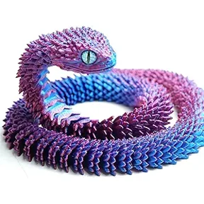 3D Printed Snake Model with Eyes, Flexible Animal Statue, Movable Joints, Home Office Decor, Interesting Toys for Autism/ADHD, Festival Gifts, Fidget Toys, Executive Desk Animal Statue (RB)