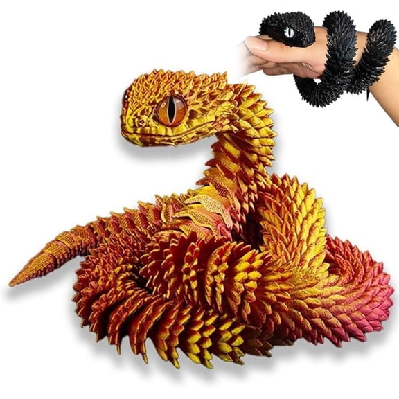 3D-Printed Snake-Shaped Animal Ornament—Flexible,Durable,and Joints Twist Freely,Festival Collectors Fidget Snake Viper Toys,Articulated Snakes Desk Decor,Creative Funny Realistic Model Gift(24inch)