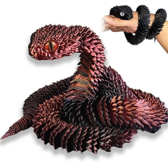 3D-Printed Snake-Shaped Animal Ornament—Flexible,Durable,and Joints Twist Freely,Festival Collectors Fidget Snake Viper Toys,Articulated Snakes Desk Decor,Creative Funny Realistic Model Gift(24inch)