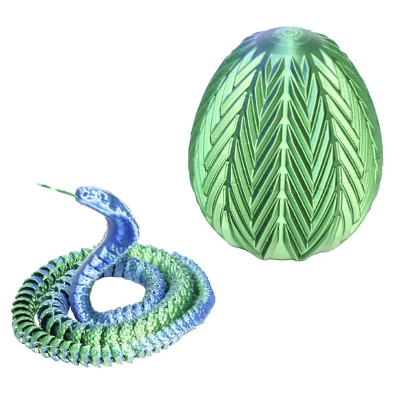 3D Printed Snake Toys,20â Large Size Snake Eggs with Flexible 3D Articulated Snake Inside,3D Printed Animals for Desk Pet for Easter (Blue)