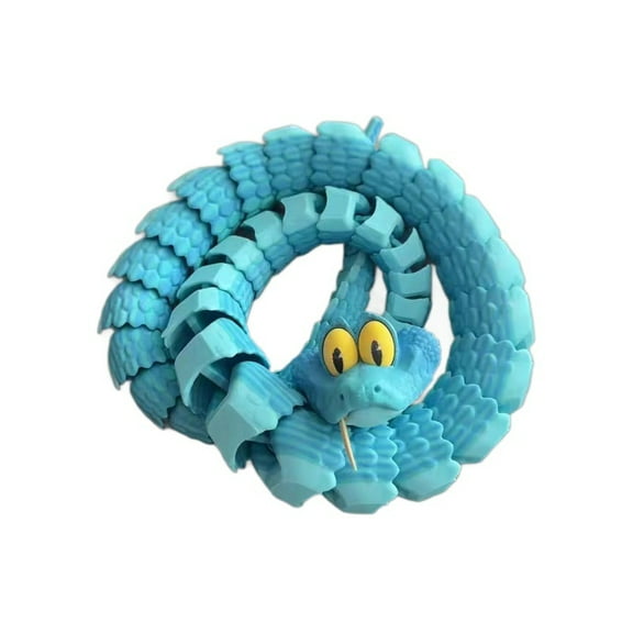 3D Printed Snake Toys Decor, Flexible 3D Printed Animal, Fidget Snake Toys, Perfect Desk Pet for Animal Collectors