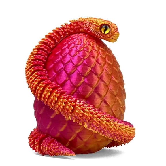 3D Printed Snake with Egg Realistic 3D Printed Animals, Cute Desk Decor for Small sculpture, decorative item